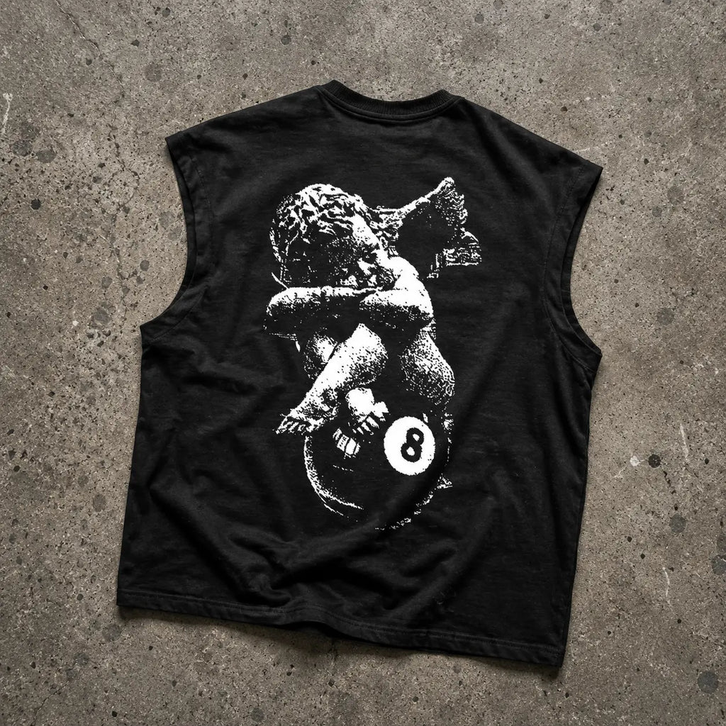 Men's Short Sleeve Angel Print No. 8 Tank Top