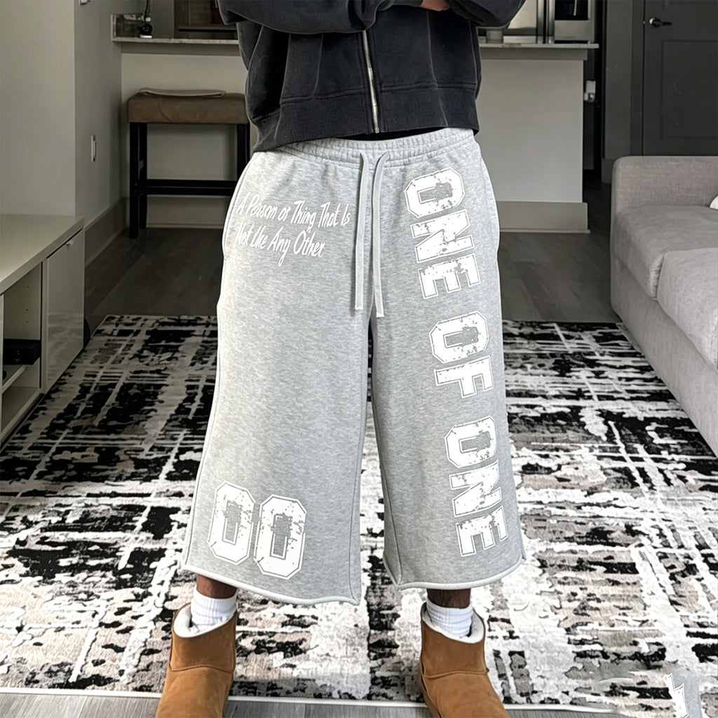 Vintage Word Graphic Drawstring Casual Pocket  3/4 Shorts