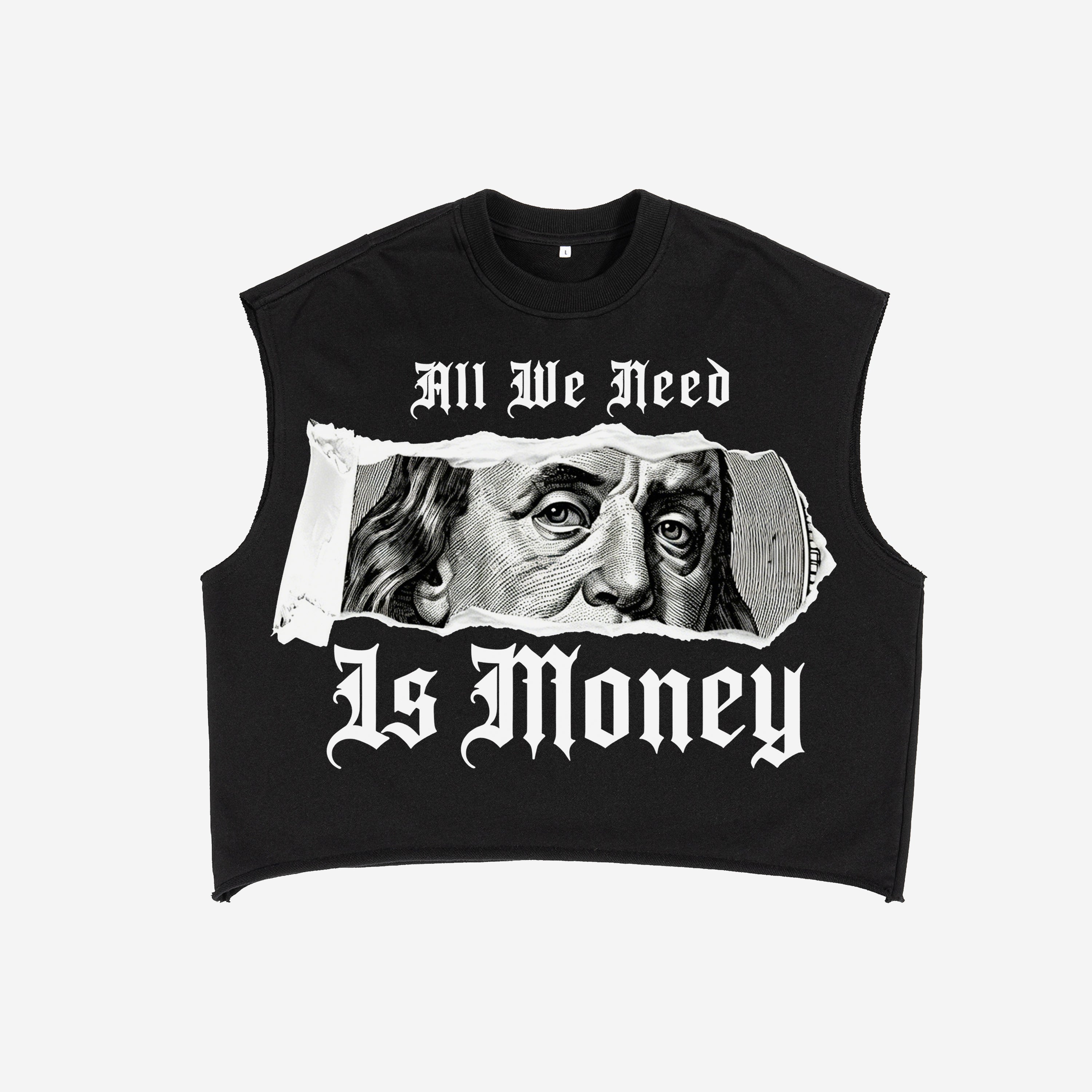 Retro Collage Requires Money And Wealth Graphic Short Tank Top