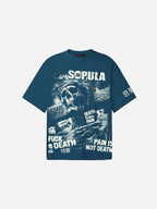 Skeleton On The Cross Vintage Y2k Graphic Cotton T-shirt