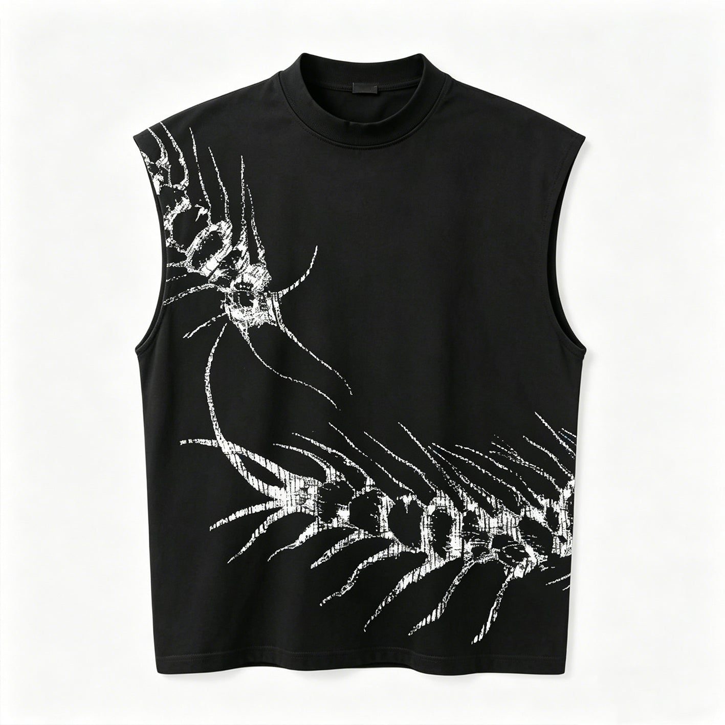 Men's Retro Gothic Centipede Skeleton Pattern Vest