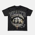 Diamond Encrusted Lips With Gold Cross Graphic T-shirt