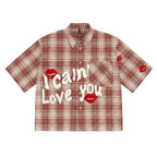 Summer Men's Creative Plaid Lip Print Pattern Shirt