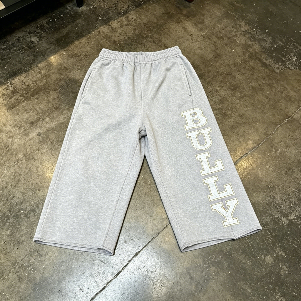 Retro Letter Bully Print Drawstring Terry 3/4 Sweatpants