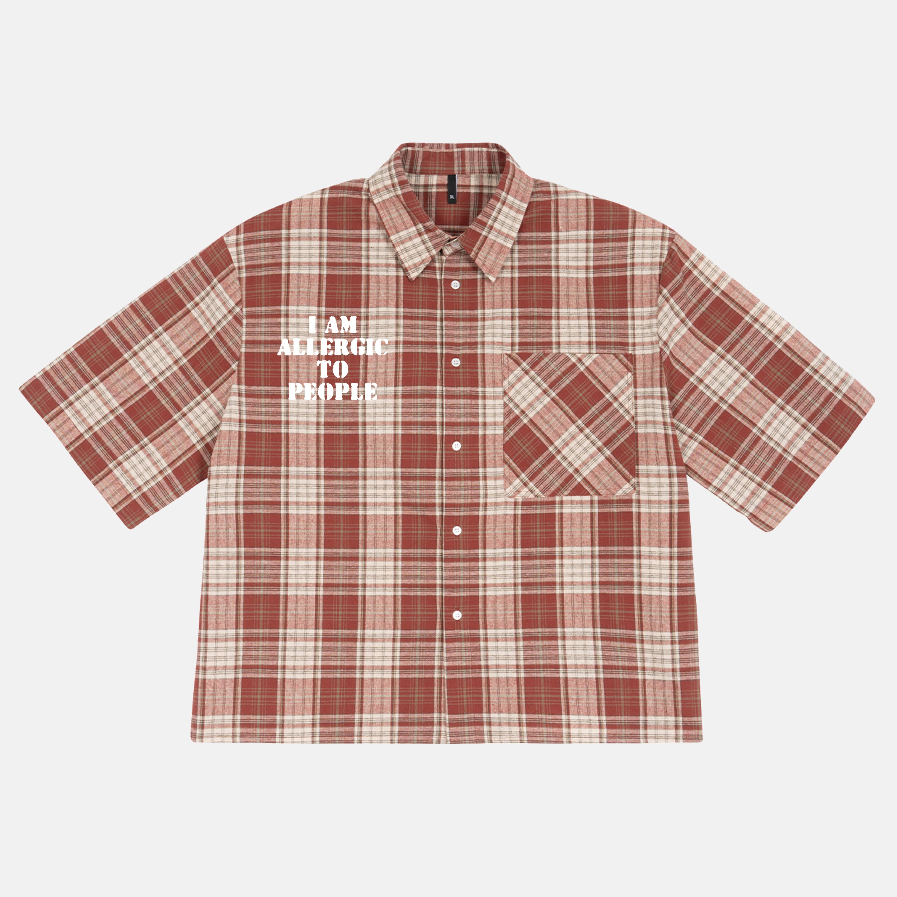 I Am Allergic To People Slogan Graphic Plaid Jacket Shirt