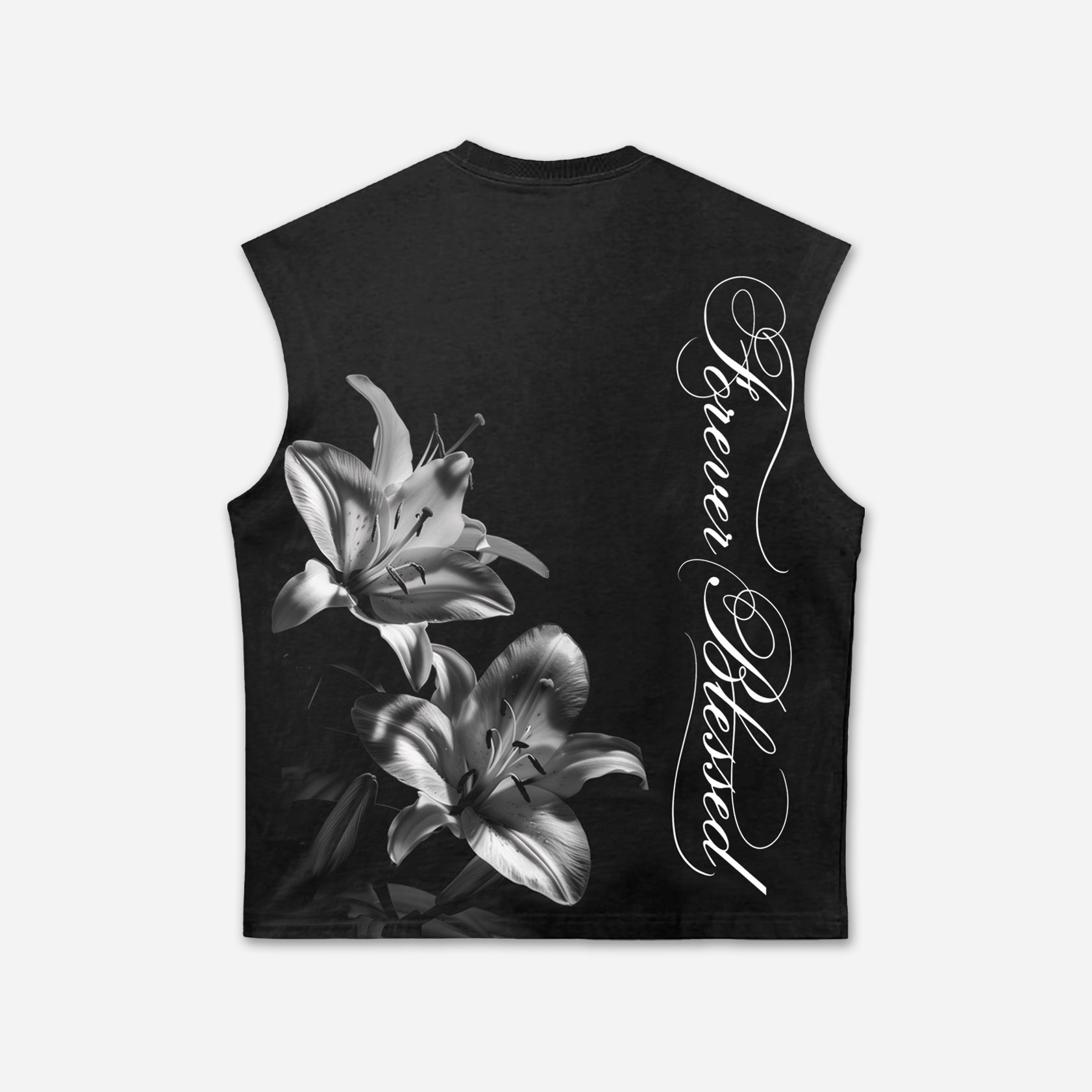 Frever Blessed Floral And Calligraphic Graphic Tank Top