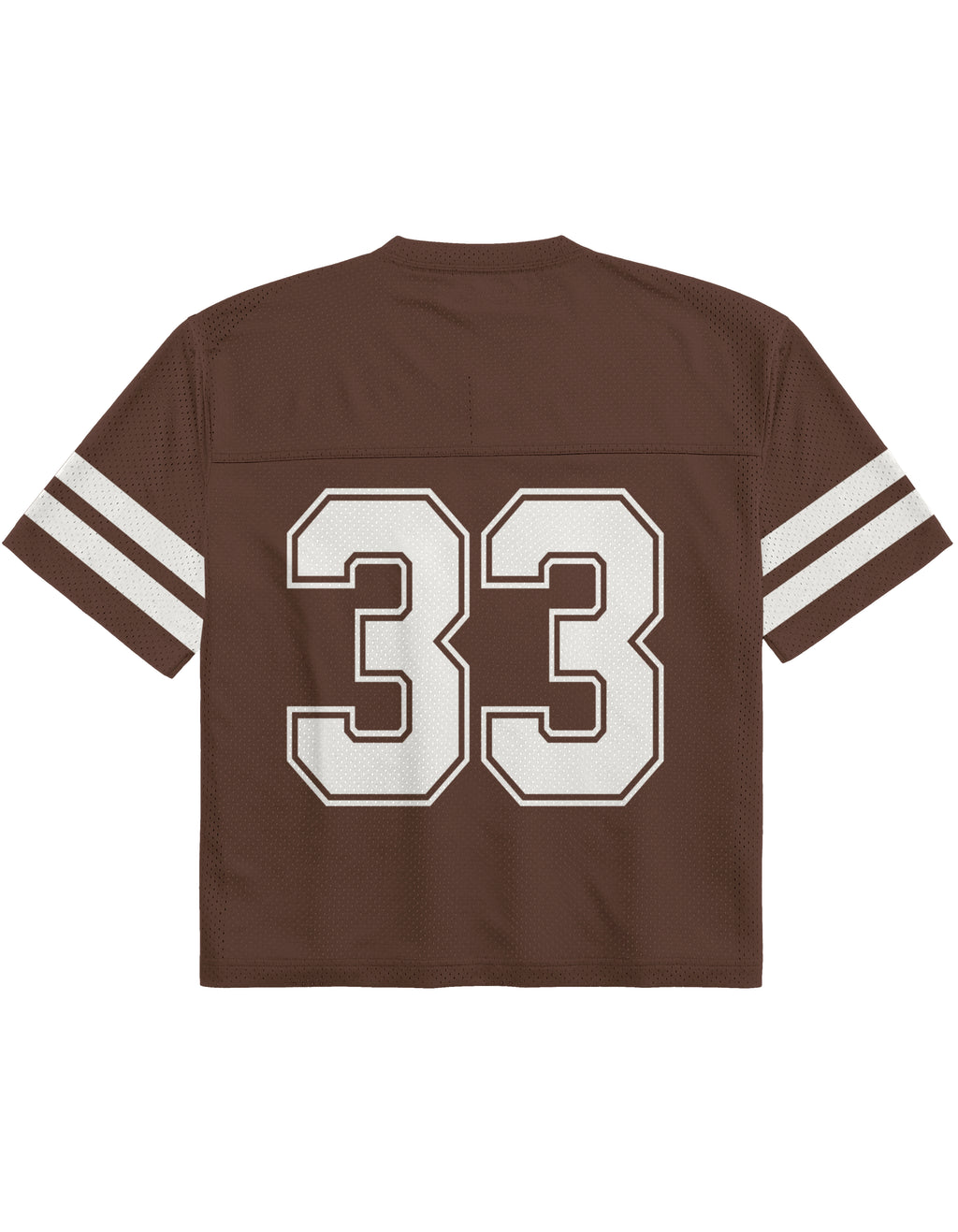 Mocha Brown No. 33 Short-sleeve Oversized Mesh Jersey T-shirt