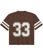 Mocha Brown No. 33 Short-sleeve Oversized Mesh Jersey T-shirt