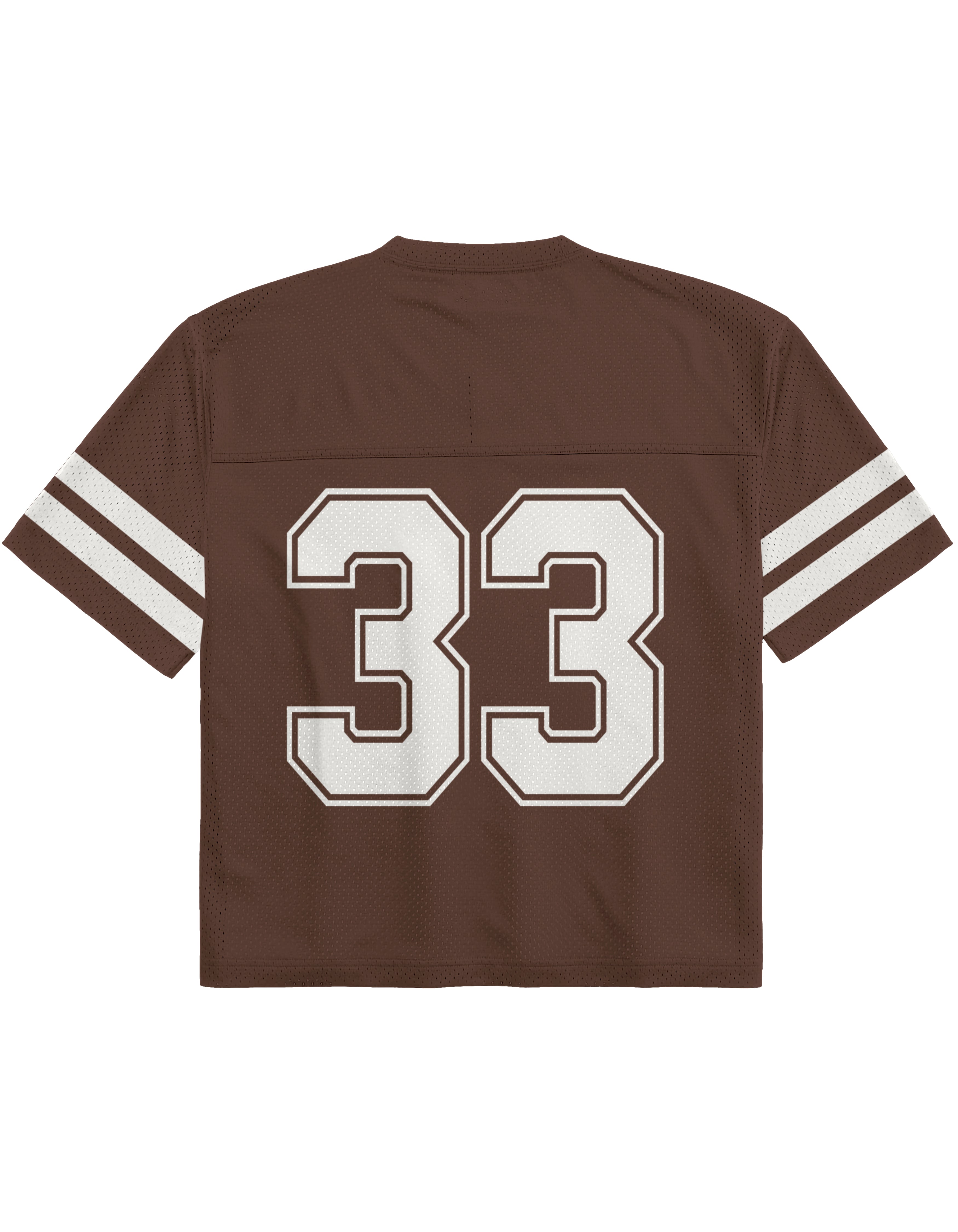 Mocha Brown No. 33 Short-sleeve Oversized Mesh Jersey T-shirt
