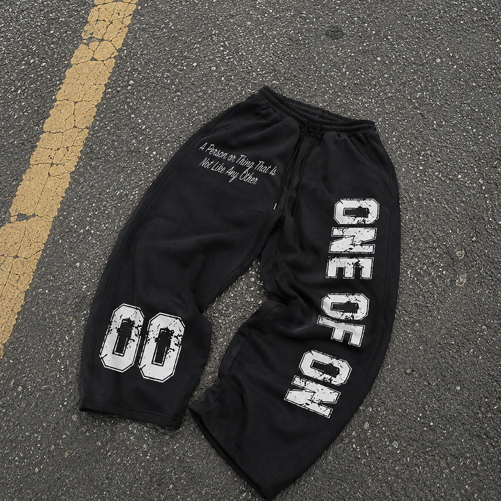 Vintage One Of One Word Graphic Wide Leg Sports Pants
