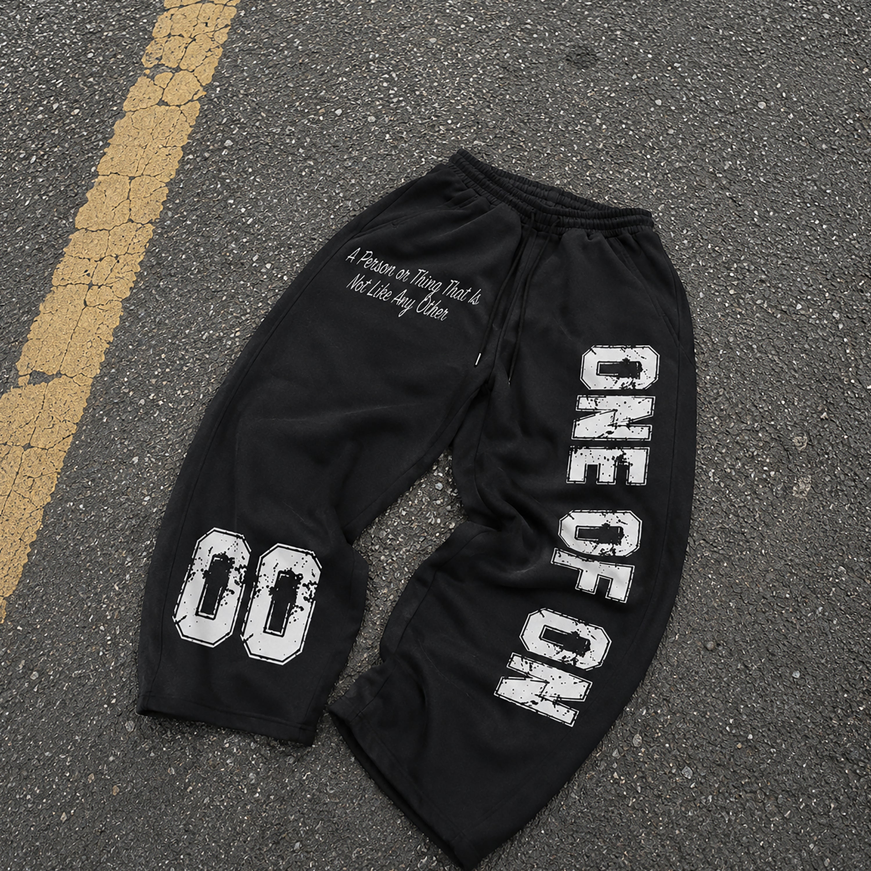 Vintage One Of One Word Graphic Wide Leg Sports Pants