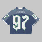 Retro Graffiti 97 Graphics Blokecore Blokette Cotton Football V-neck Jersey T-shirt