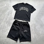 Fashion Leopard Print Letter Embroidered T-shirt And Shorts Two-piece Set