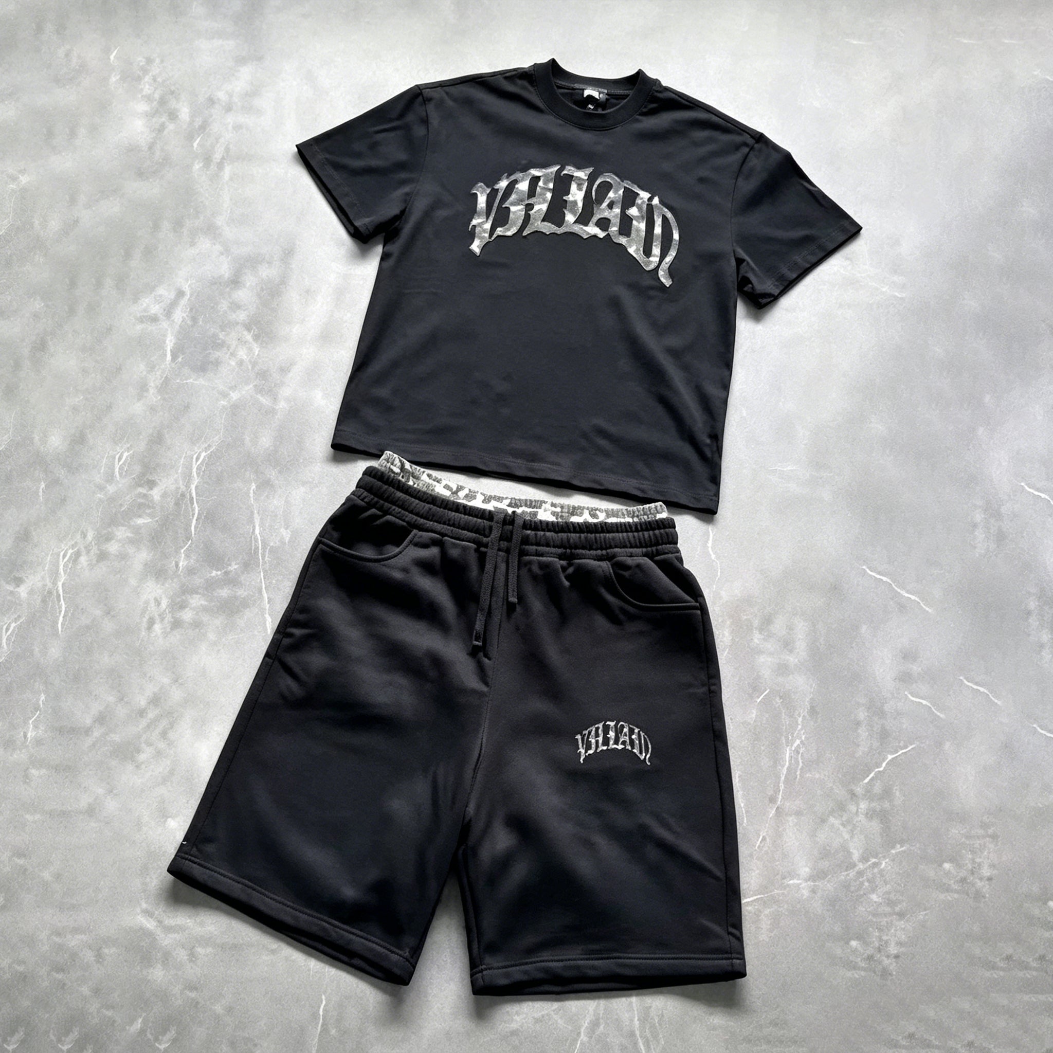 Fashion Leopard Print Letter Embroidered T-shirt And Shorts Two-piece Set