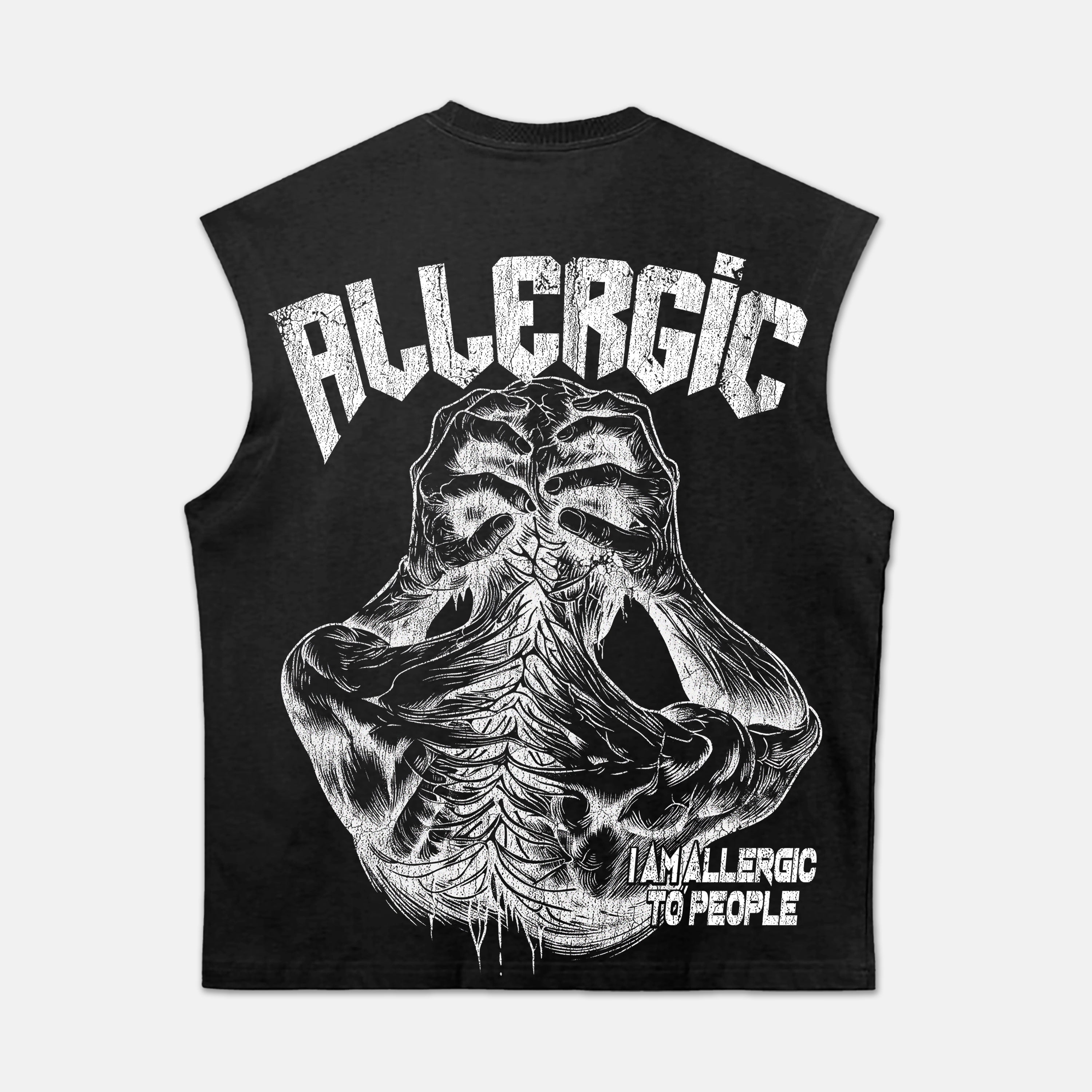 I Am Allergic To People Tearing Abstract Graphic Tank Top