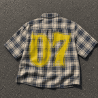 Street Style Vintage Distressed No. 07 Slogan Graphic Plaid Jacket Shirt
