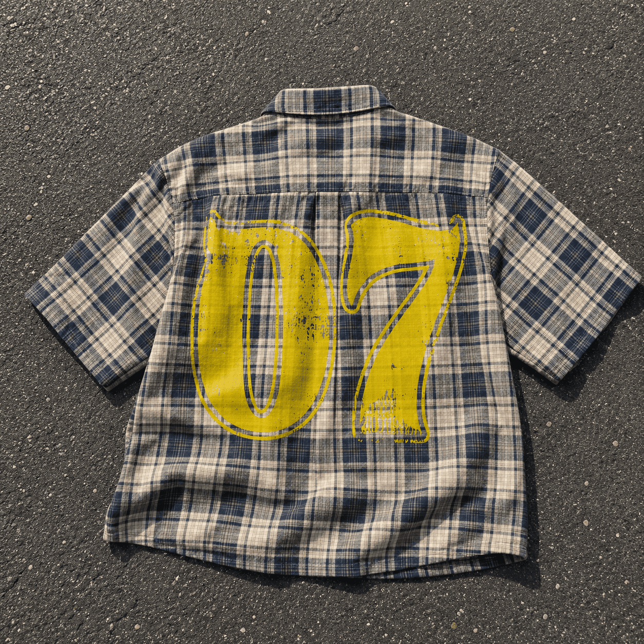 Street Style Vintage Distressed No. 07 Slogan Graphic Plaid Jacket Shirt