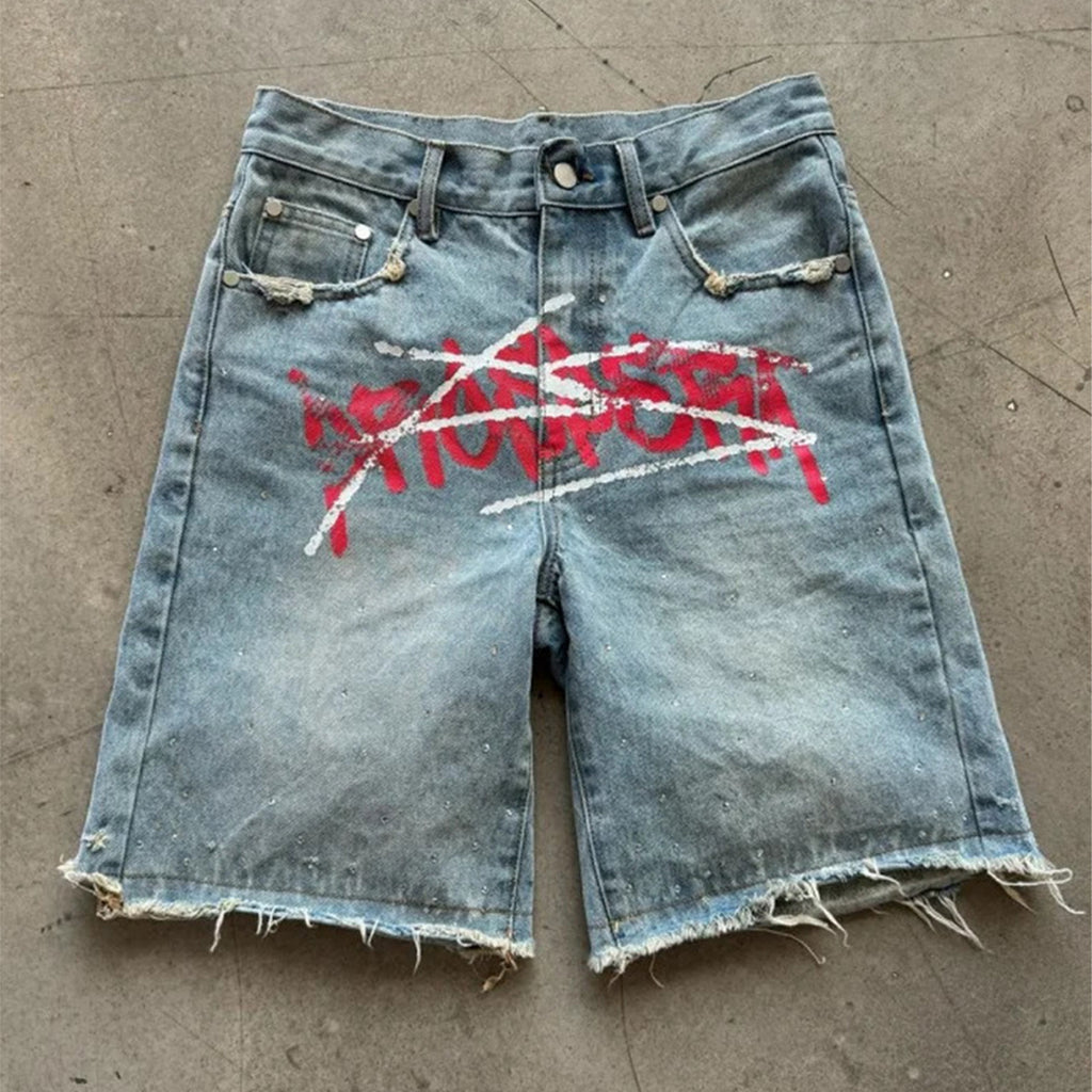Graffiti Blitz Mid-length Straight Leg Printed Jorts