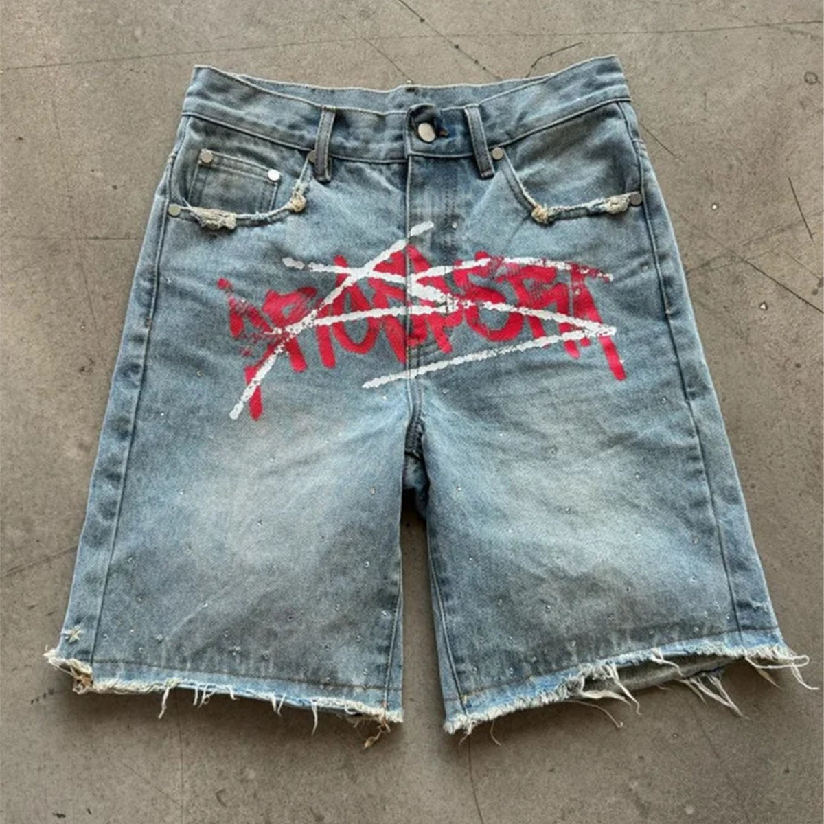 Graffiti Blitz Mid-length Straight Leg Printed Jorts
