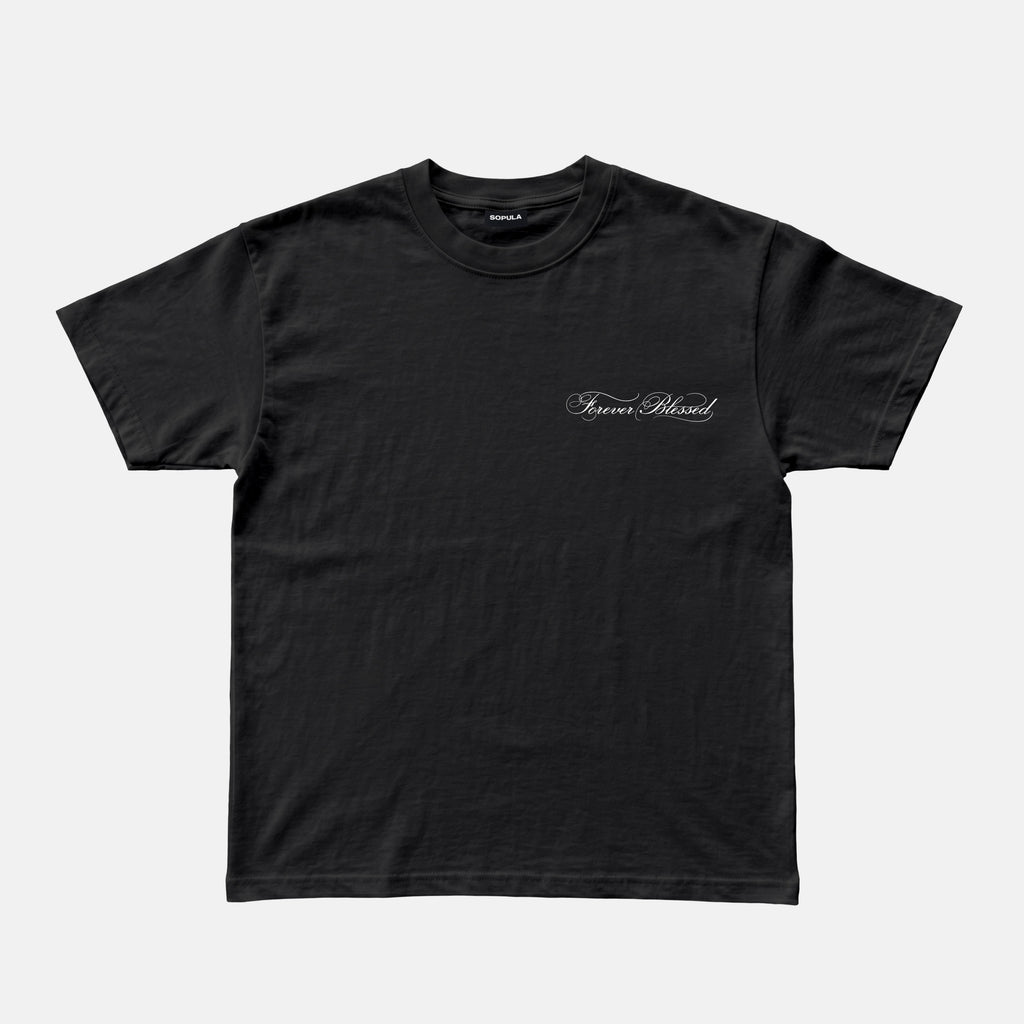 Frever Blessed Floral And Calligraphic Graphic Cotton T-shirt
