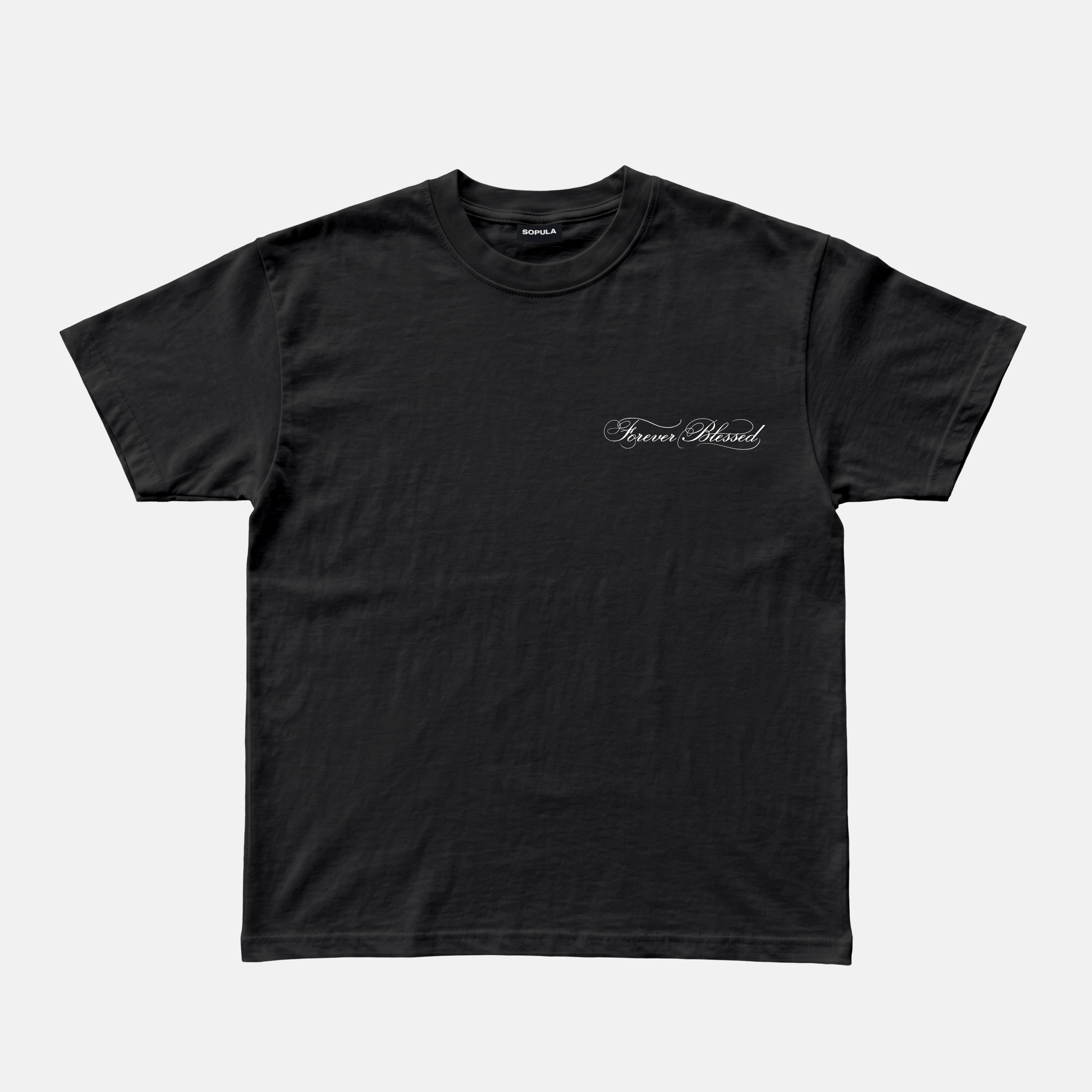 Frever Blessed Floral And Calligraphic Graphic Cotton T-shirt