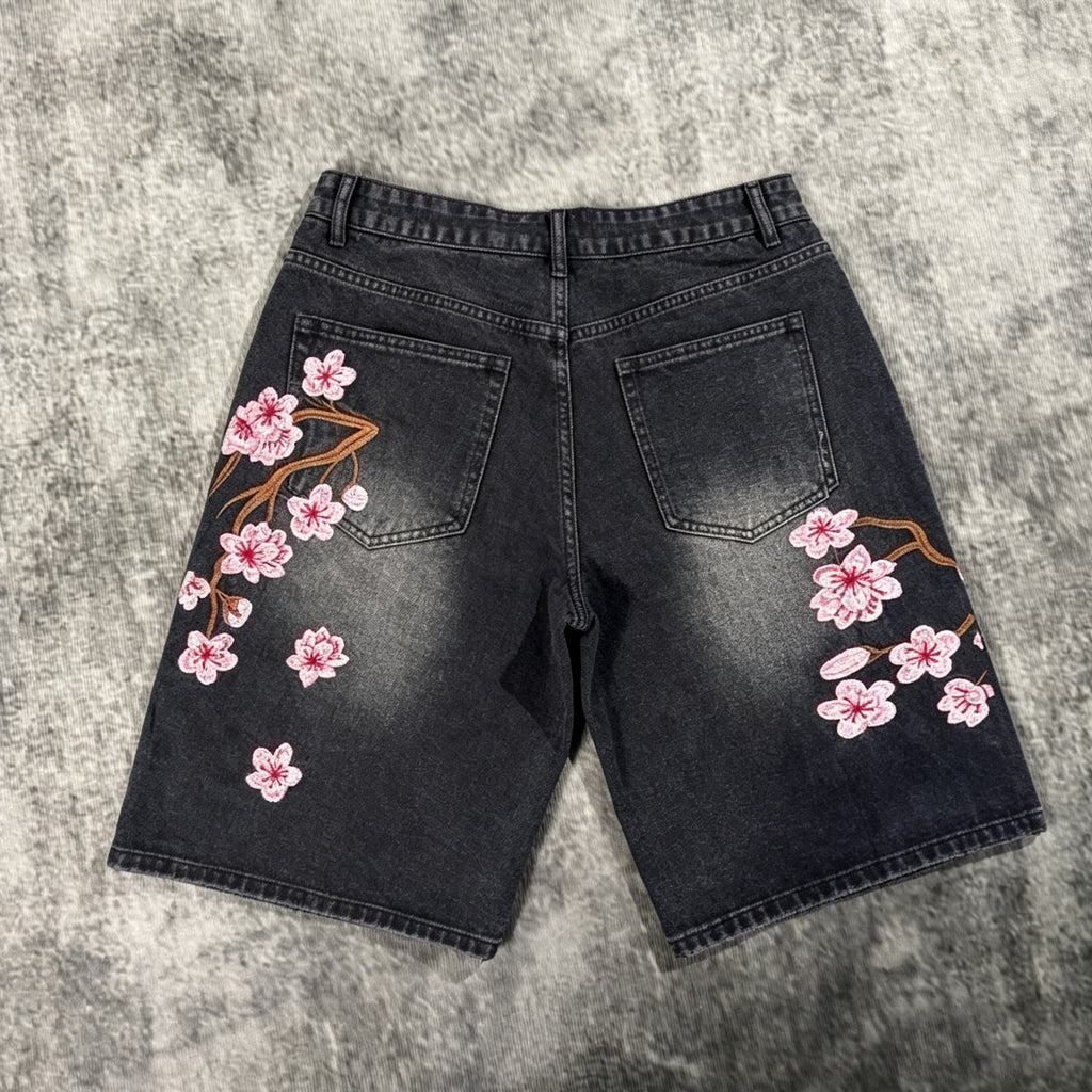 Retro Japanese Floral  Loose Shorts  Jorts