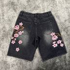 Retro Japanese Floral  Loose Shorts  Jorts