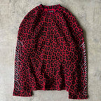 Leopard Print Waffle Texture Long-sleeved T-shirt