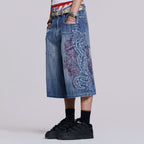 Men's Retro Y2k Fashion Embroidered Denim Jorts