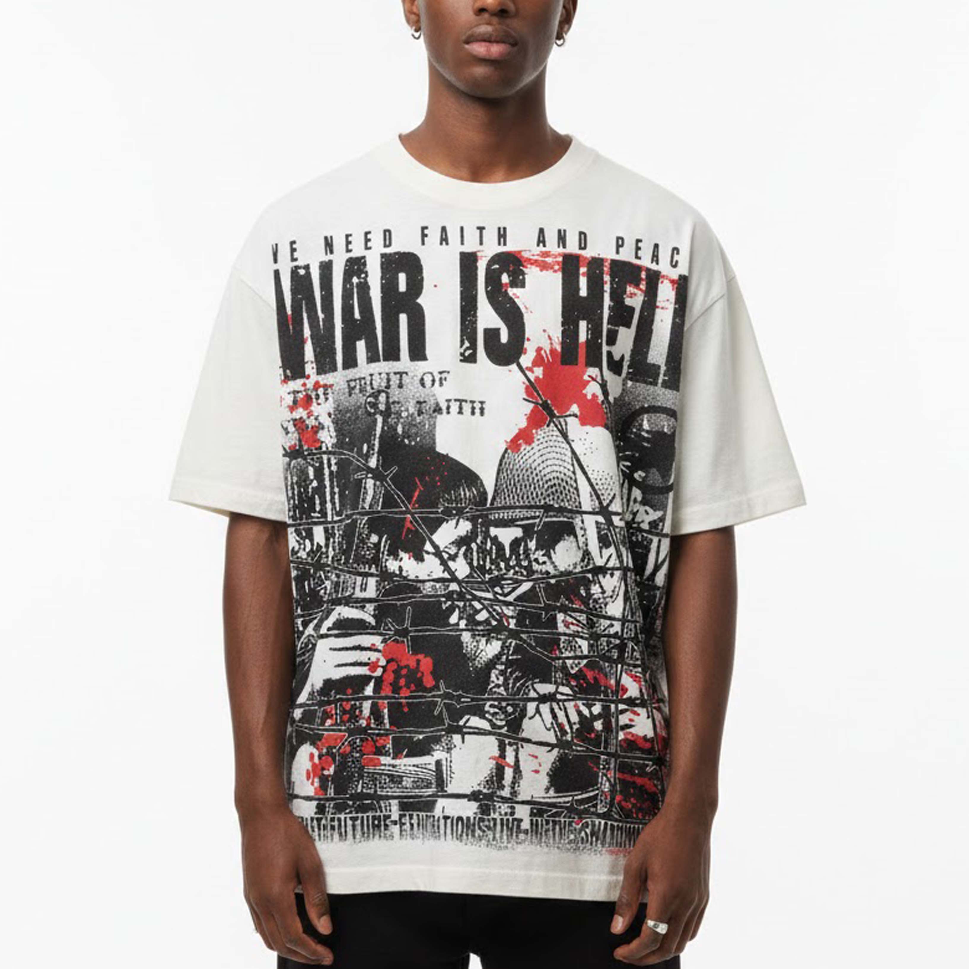War Is A Hell Retro Old Graphic Cotton T-shirt