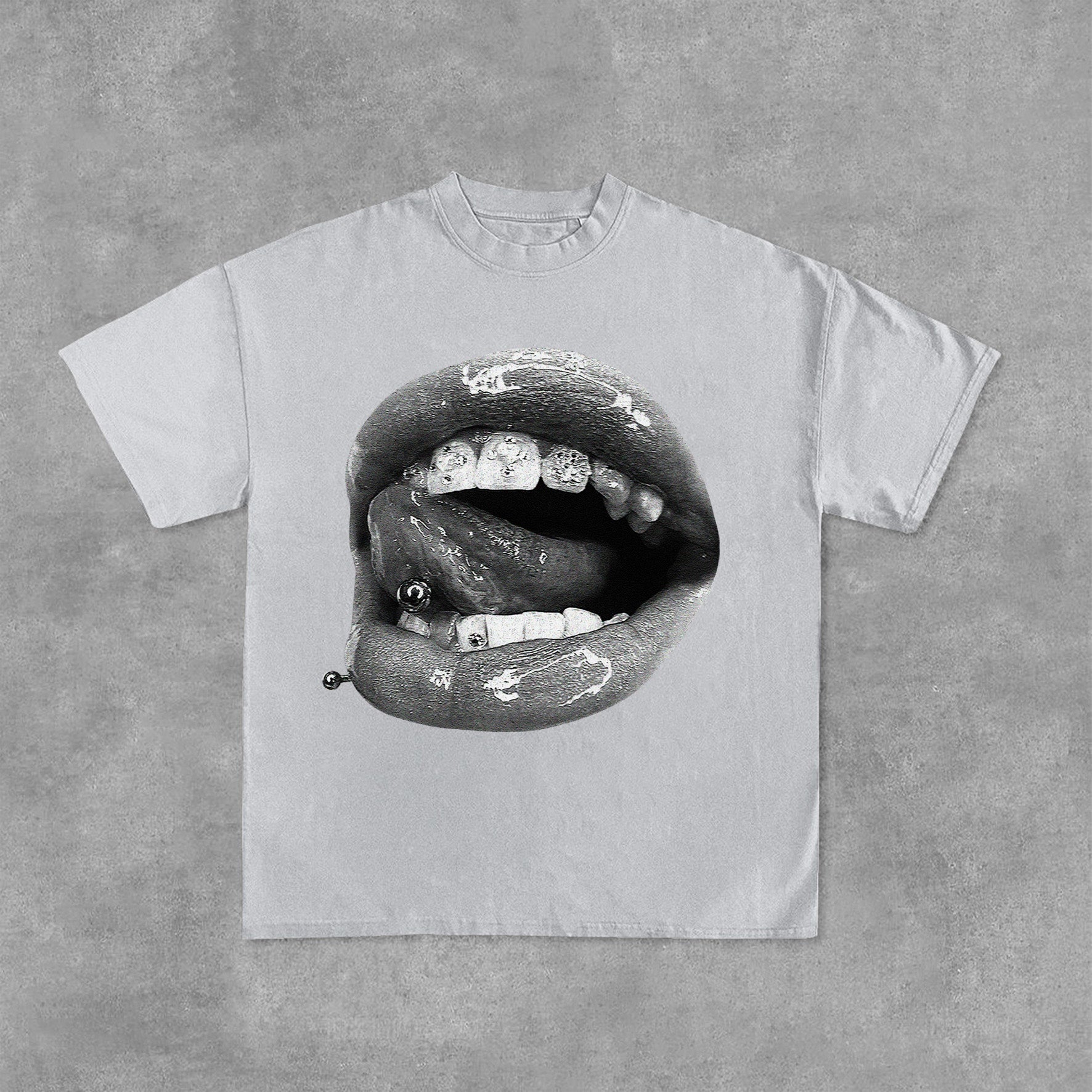 Personalized Lip Graphic Print Vintage Cotton T-Shirt