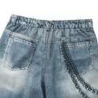 Men's Wide-leg Jeans With Star Chain Print