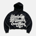Mental Health Matters Most Retro Slogan Graphic Cropped Hoodie
