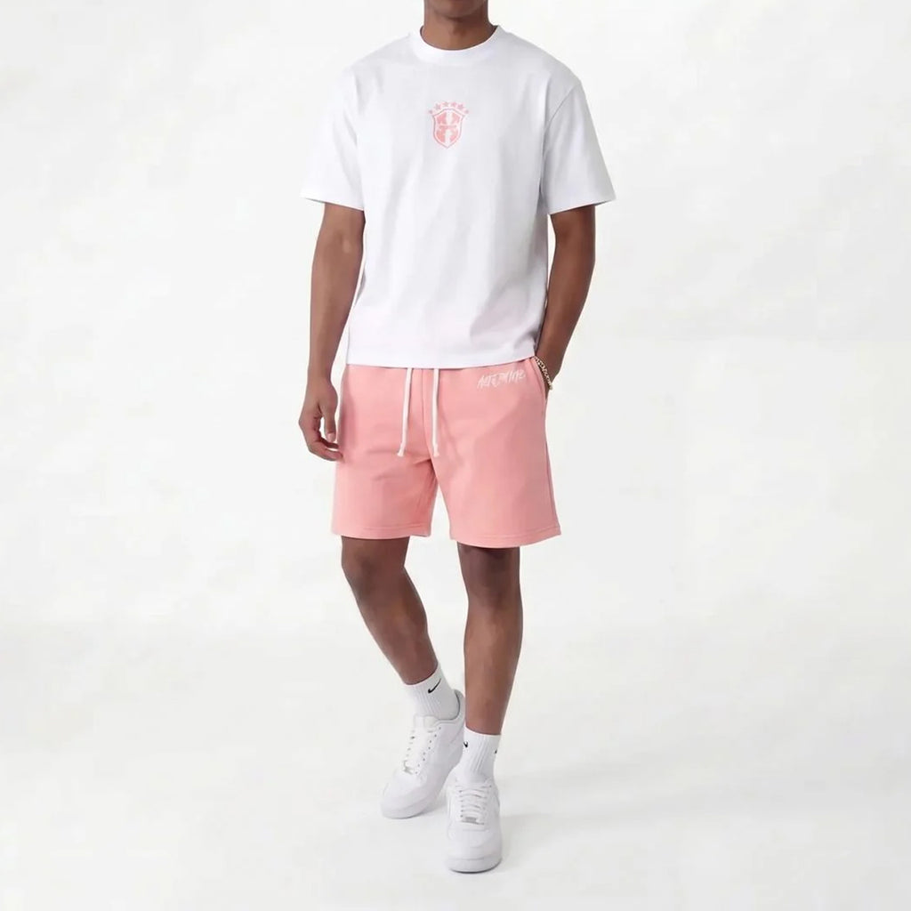 Men's Embroidered Drawstring Sports T-shirt And Shorts Set