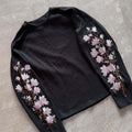 Waffle Japanese Floral Embroidered Long-sleeved T-shirt