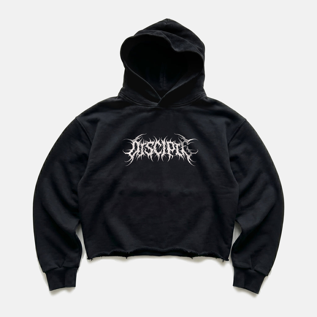 Disciple Dark Skeleton Skeleton Retro Graphic Cropped Hoodie