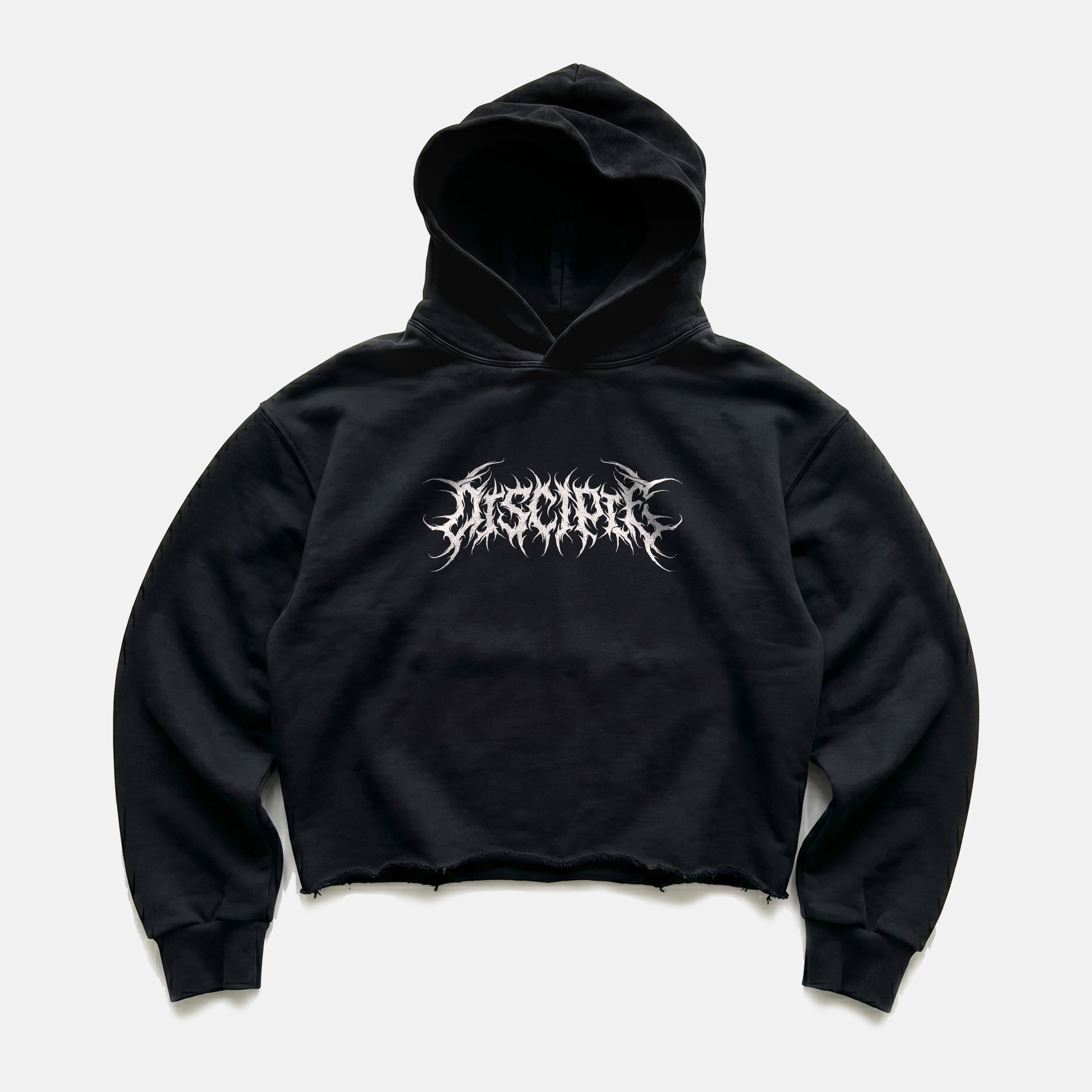 Disciple Dark Skeleton Skeleton Retro Graphic Cropped Hoodie