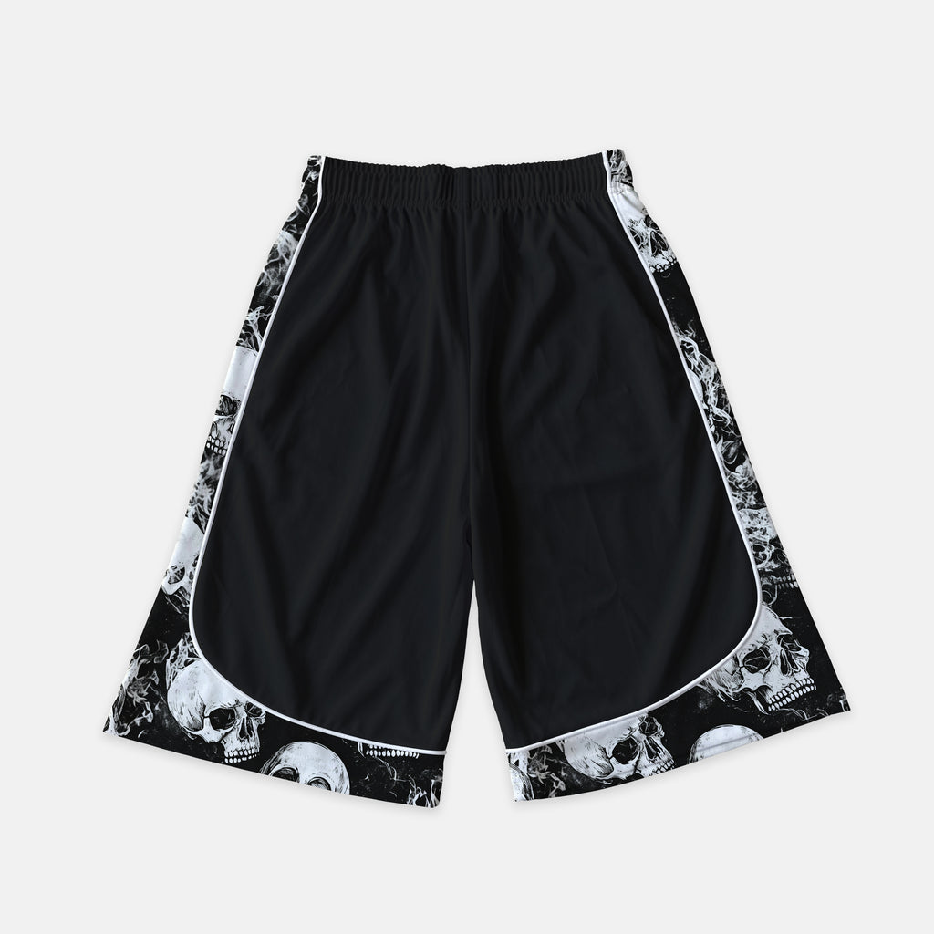 Dark Skull Color Blocked Capri Shorts