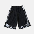 Dark Skull Color Blocked Capri Shorts