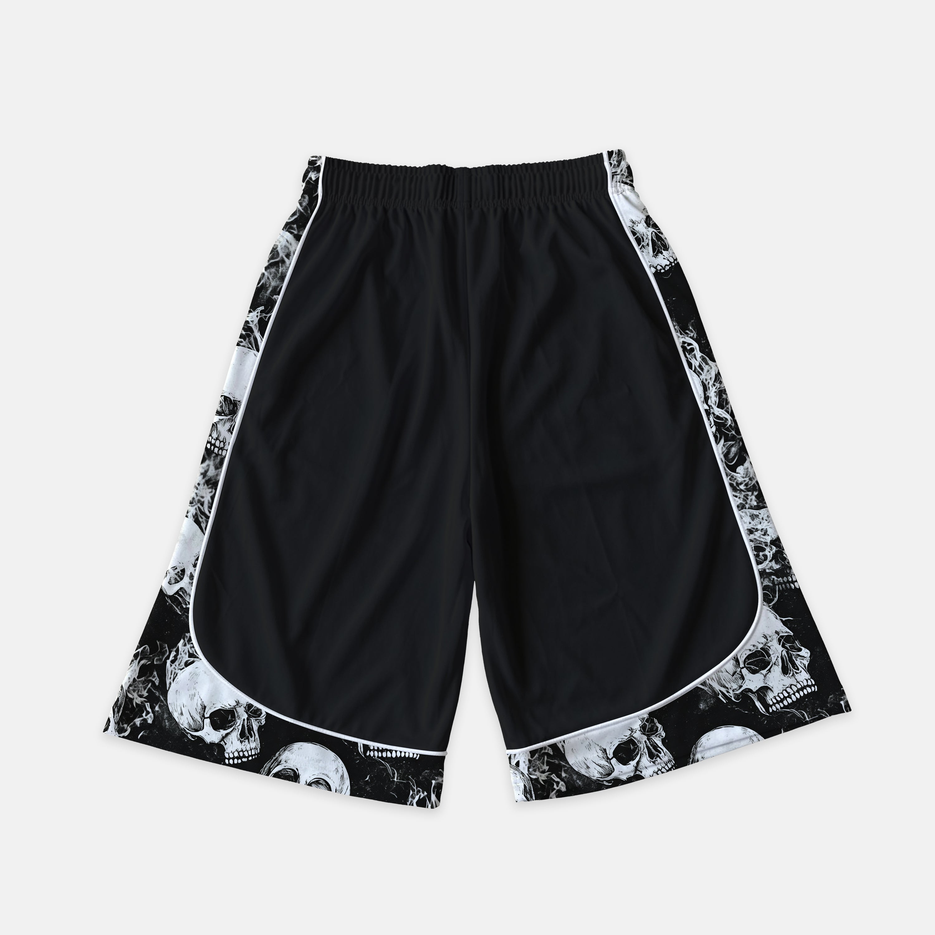 Dark Skull Color Blocked Capri Shorts