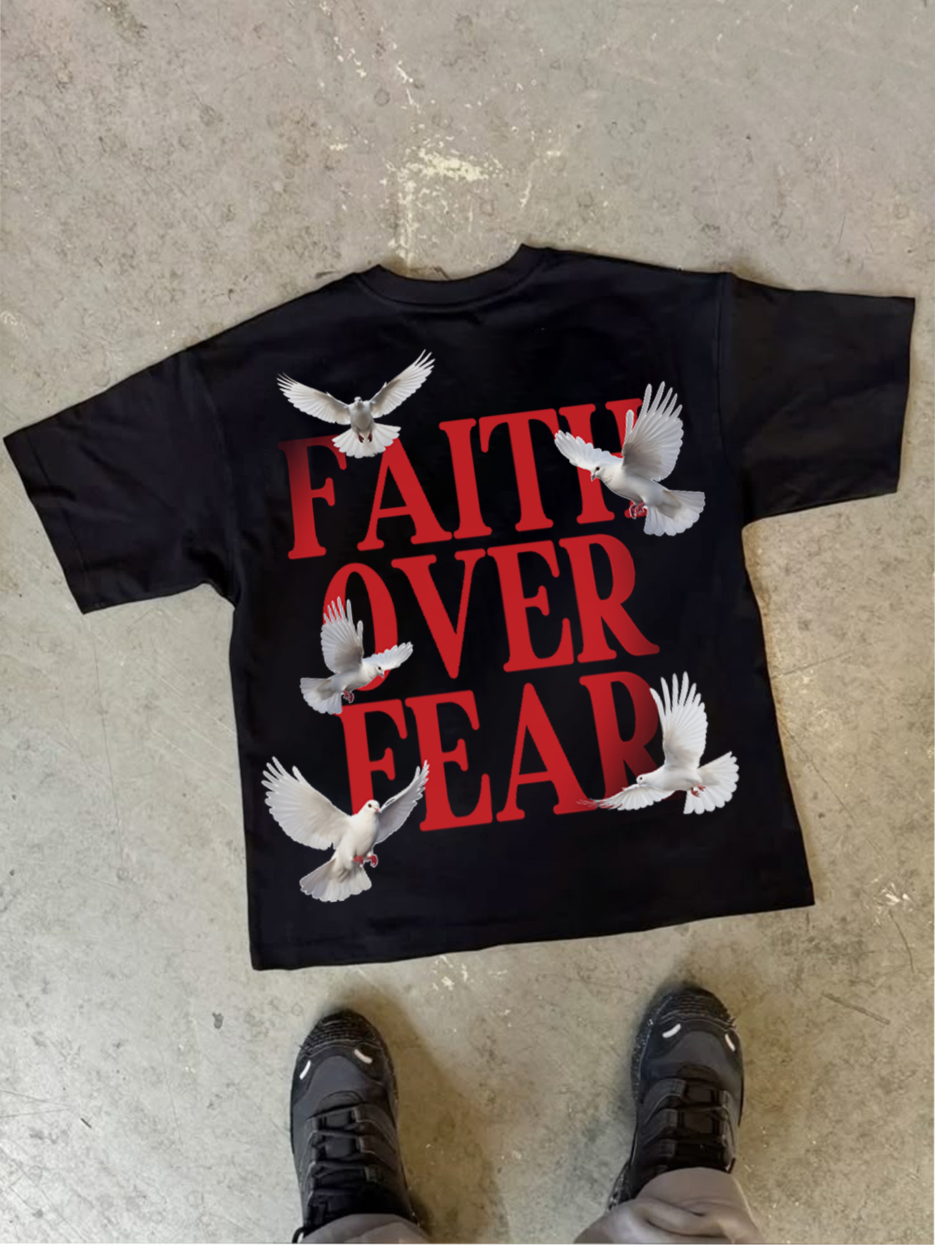 Casual Short Sleeve Faith Over Fear Print T-shirt