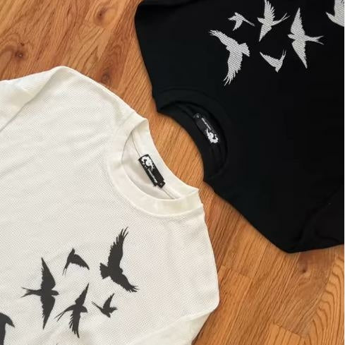 Bird And Pigeon Waffle Long-sleeved T-shirt