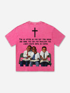Retro First Sunday Faith Graphic Print Acid Washed T-shirt