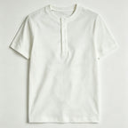 Men's Cotton Henley Collar Short-sleeved Gym Top