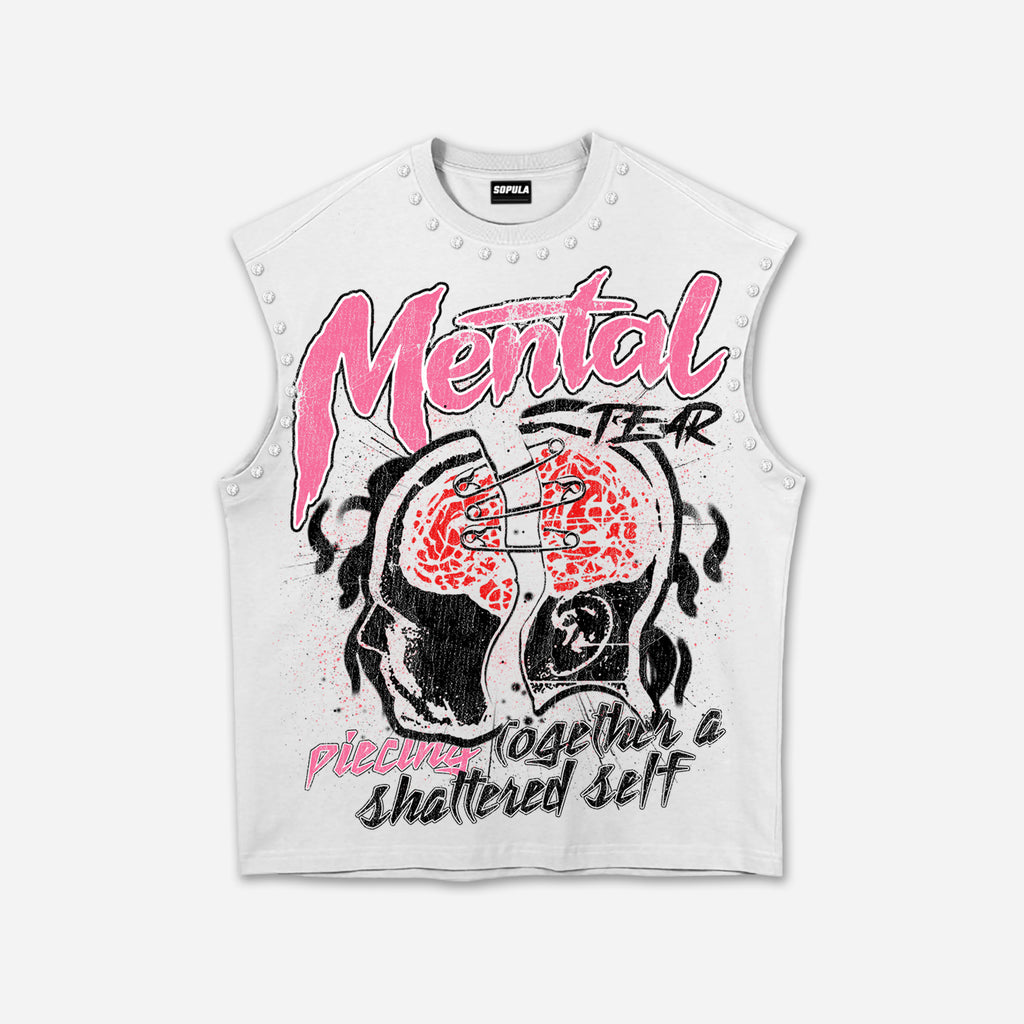 The Retro Spirit Of Streetwear Is Torn Apart Graphic Rhinestone Tank Top