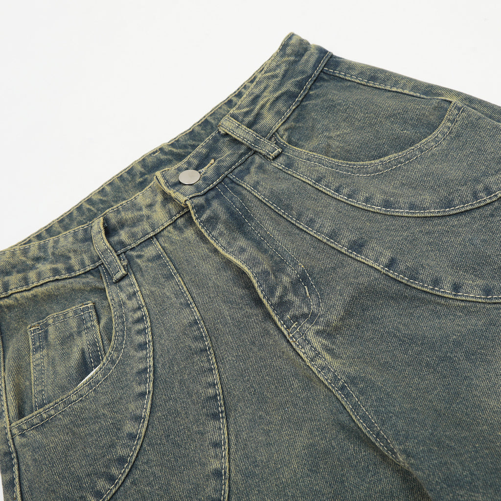 Casual Patchwork Loose-fitting Leg Baggy Jeans
