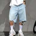 Men's Fashion Ripped Loose Denim Shorts Jorts