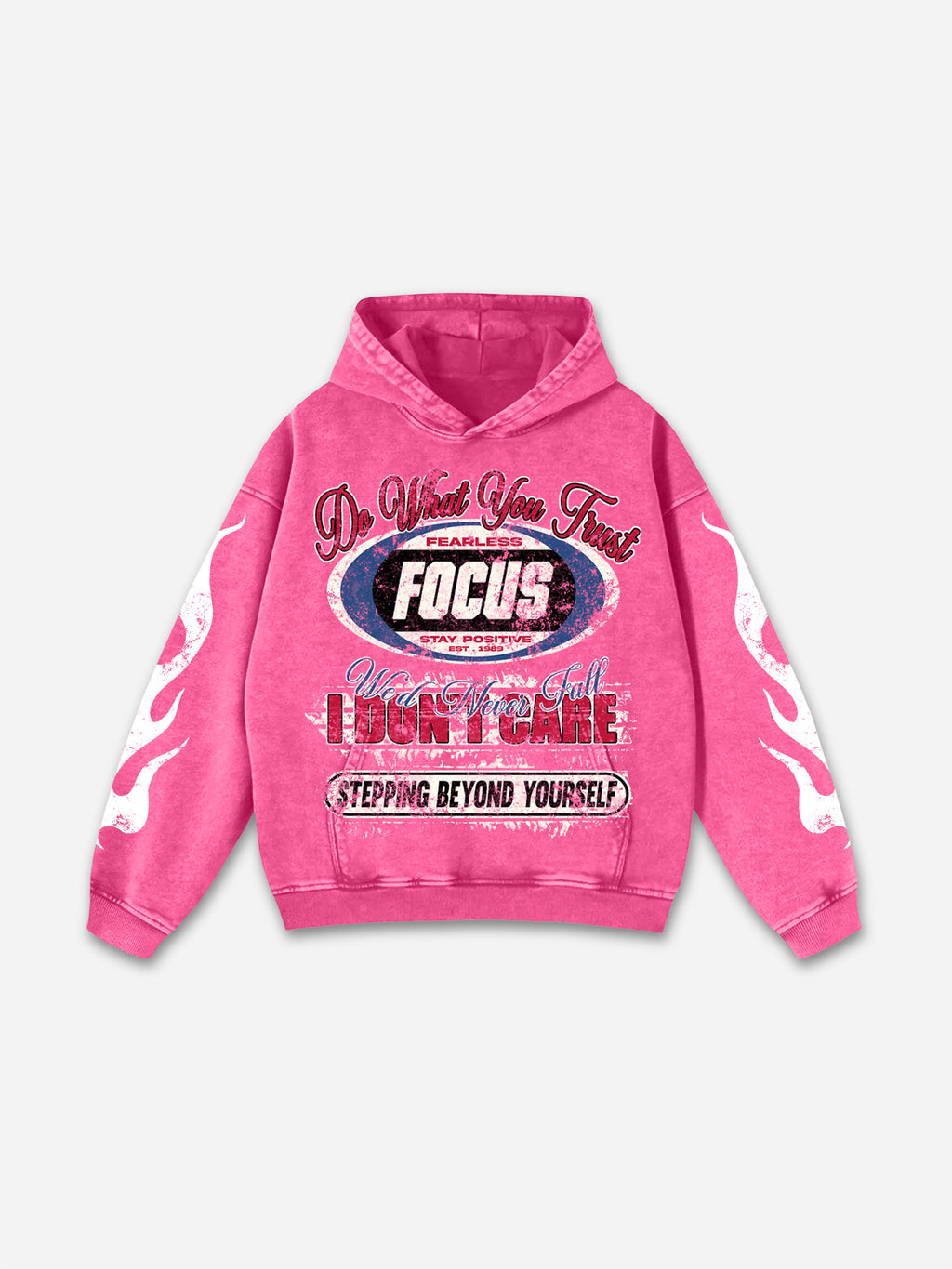 No. 28 Racing Elements Vintage Prints Graphic Acid Wash Hoodie