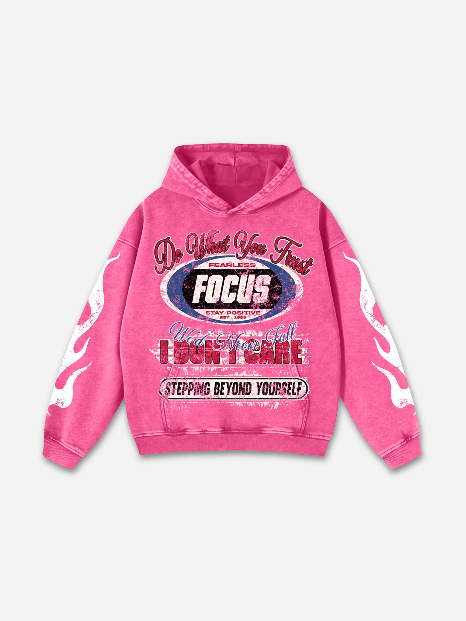 No. 28 Racing Elements Vintage Prints Graphic Acid Wash Hoodie