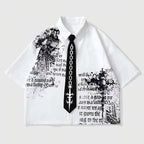 Men's Harajuku Print Loose Short-sleeve Shirt